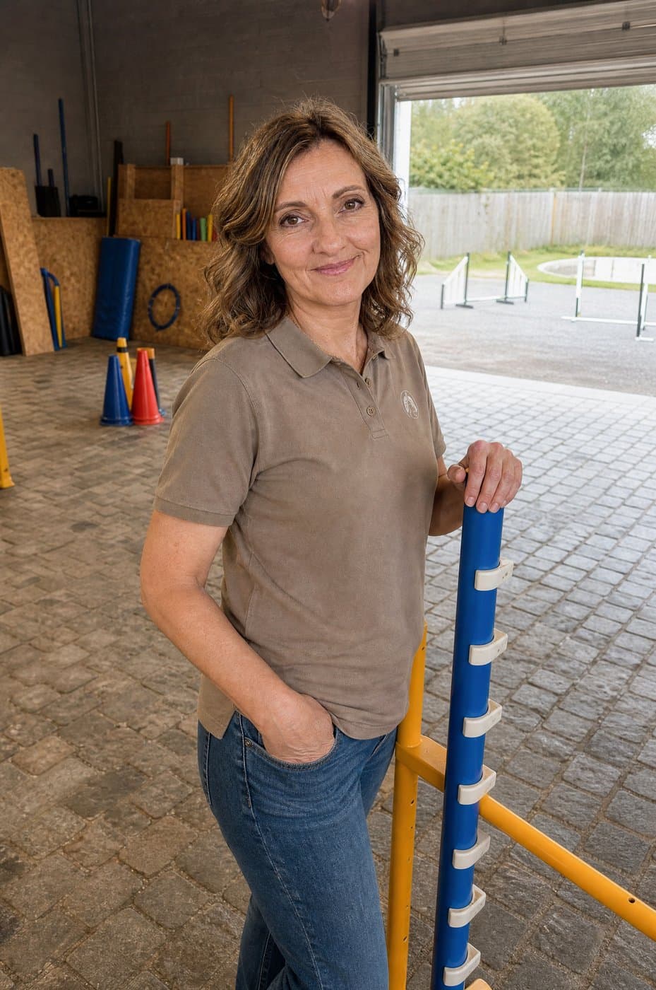 Tanja Reiser beim Training mit einem Spürhund am Schnüffel-Stand